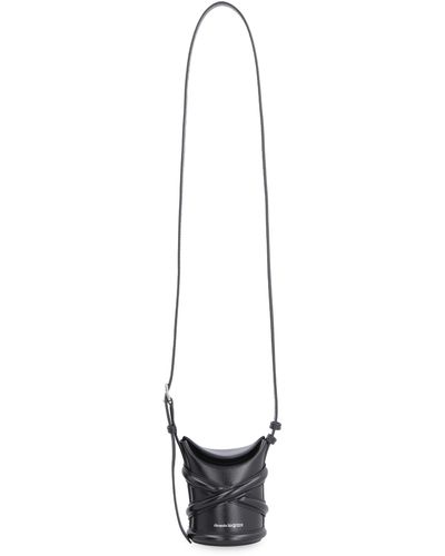 Alexander McQueen The Curve Leather Mini-bucket Bag - White