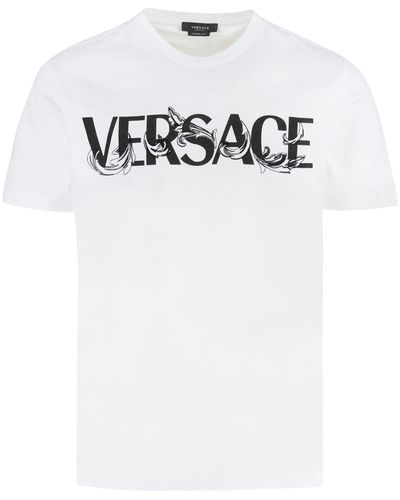 Versace T-shirt in cotone con logo - Bianco