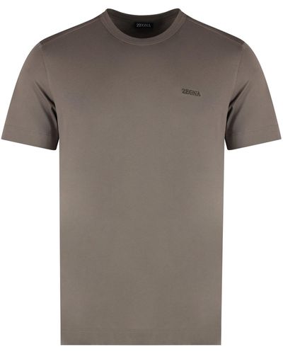 Zegna T-shirt girocollo in cotone - Marrone
