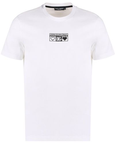 Dolce & Gabbana Cotton Round-neck T-shirt With Print - White
