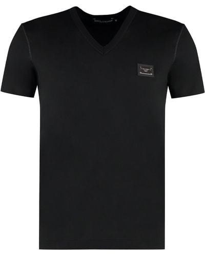 Dolce & Gabbana T-shirt con scollo a V - Nero