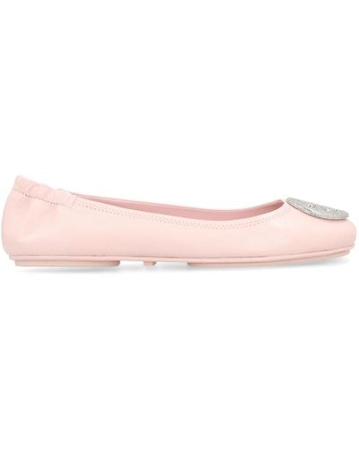 Tory Burch Minnie Travel Leather Ballet Flats - Pink