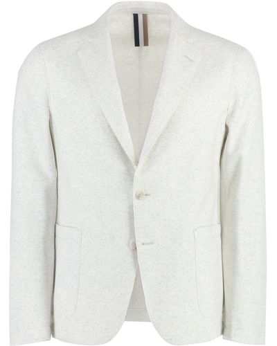 BOSS Wool Blend Single-breast Jacket - White