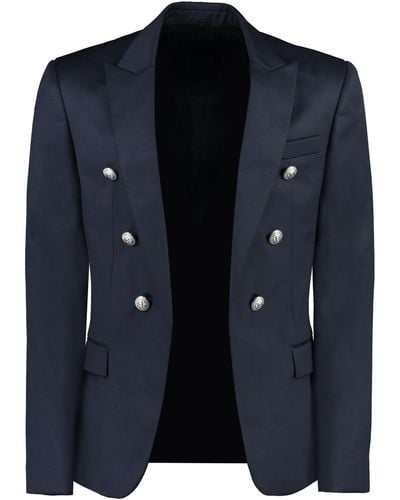 Balmain Double-breasted Wool Jacket - Blue