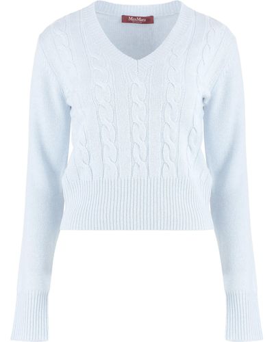 Max Mara Studio Cashmere V-neck Sweater - Blue