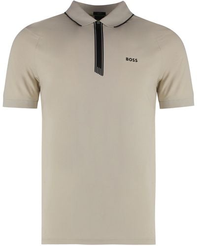 BOSS Stretch Cotton Short Sleeve Polo Shirt - Grey