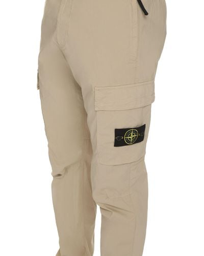 Stone Island Stretch Cotton Cargo Trousers - Natural