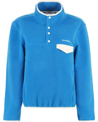 Sporty & Rich Stand-up Collar Fleece Sweatshirt - Blue