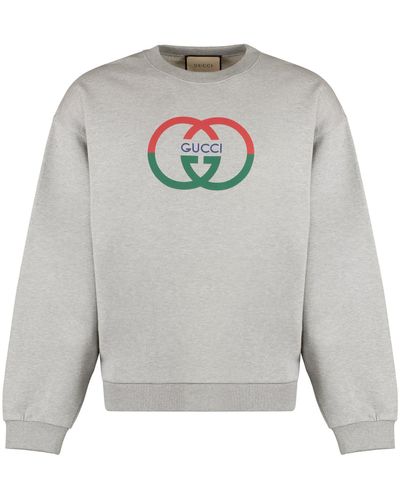 Gucci Interlocking G-print Crewneck Cotton-jersey Sweatshirt - Gray