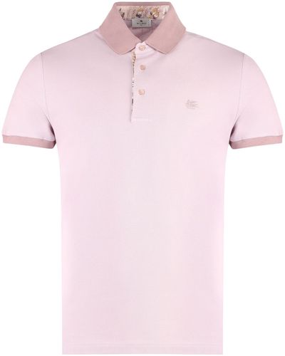 Etro Short Sleeve Cotton Polo Shirt - Pink