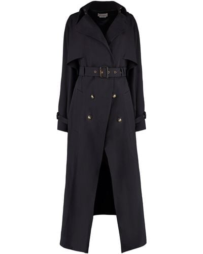 Alexander McQueen Trench coat in lana e cotone - Nero