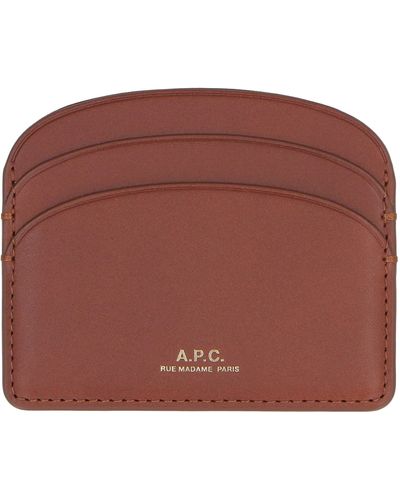 A.P.C. Logo Detail Leather Card Holder - Red