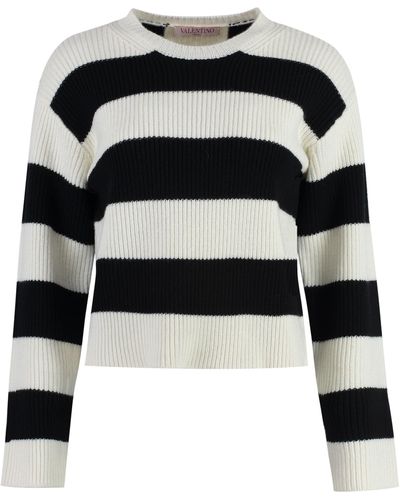 Valentino Virgin Wool Crew-neck Sweater - Black