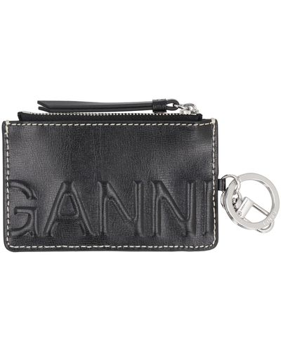 Ganni Vegan Leather Card Holder - Grey
