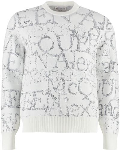 Alexander McQueen Pullover in lana con motivo jacquard - Bianco
