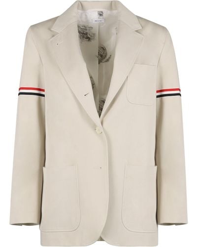 Thom Browne Single-breasted Cotton Blazer - Natural
