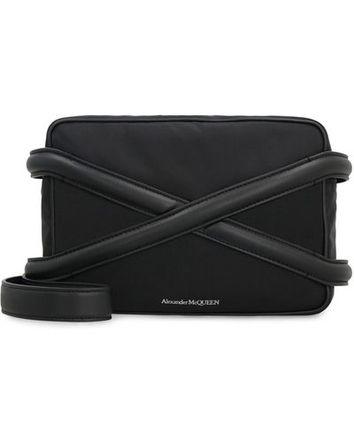 Alexander McQueen Harness Leather And Nylon Messenger Bag - Black