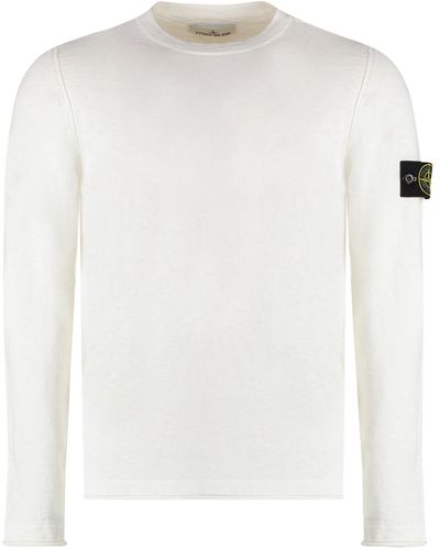 Stone Island Cotton-nylon Blend Crew-neck Sweater - White