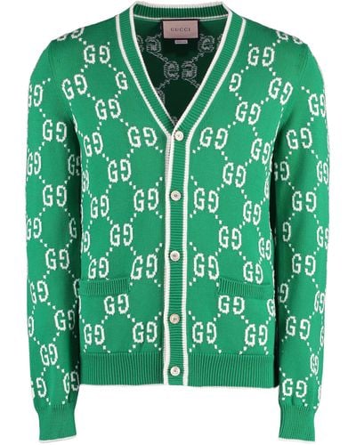 Gucci Cardigan in cotone con logo - Verde