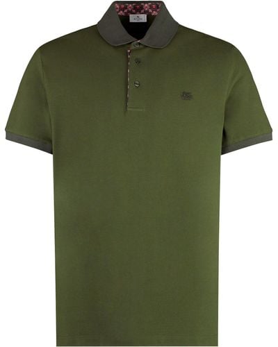 Etro Short Sleeve Cotton Polo Shirt - Green