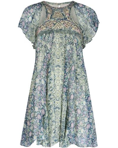 Isabel Marant Odile Printed Silk Dress - Blue