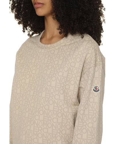 Moncler Cotton Crew-neck Sweatshirt - Natural