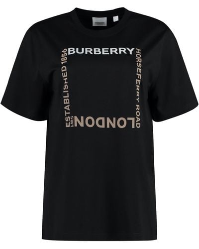 Burberry T-shirt girocollo in cotone - Nero