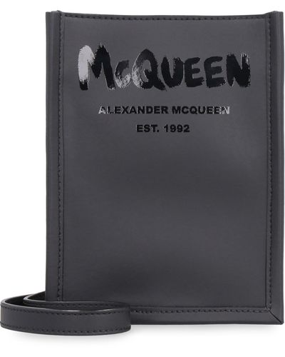 Alexander McQueen Mini Edge Crossbody Bag With Logo - Black