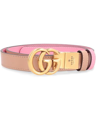Gucci GG Marmont Reversible Leather Belt - Pink