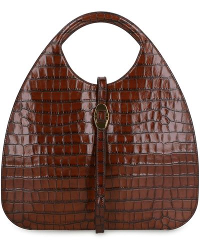 Coccinelle Cosima Croco Leather Tote - Brown