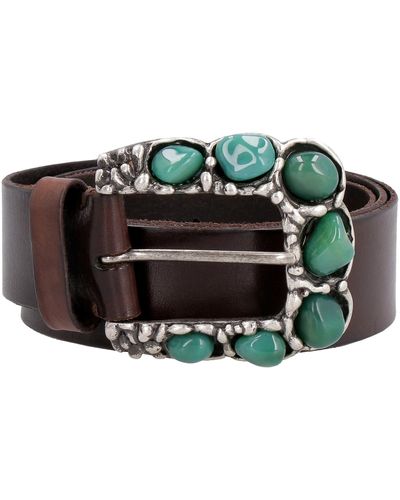 P.A.R.O.S.H. Embellished Buckle Leather Belt - Brown