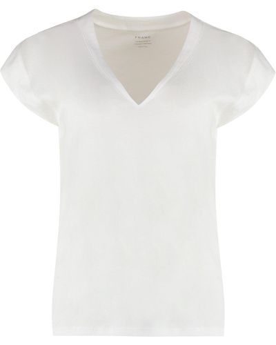 FRAME T-shirt Le Mid Rise V in cotone - Bianco