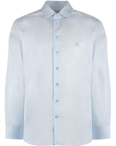 Etro Camicia in cotone con collo button-down - Blu