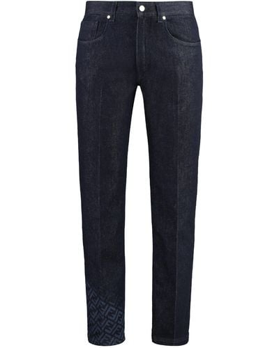 Fendi Regular-Fit Cotton Jeans - Blue