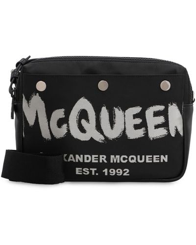 Alexander McQueen Messenger Bag With Logo - Black