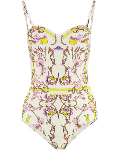 Tory Burch Printed One-Piece Swimsuit - White