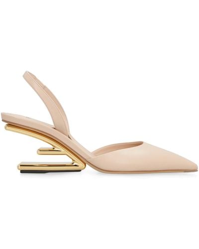 Fendi First Leather Slingback Pumps - White