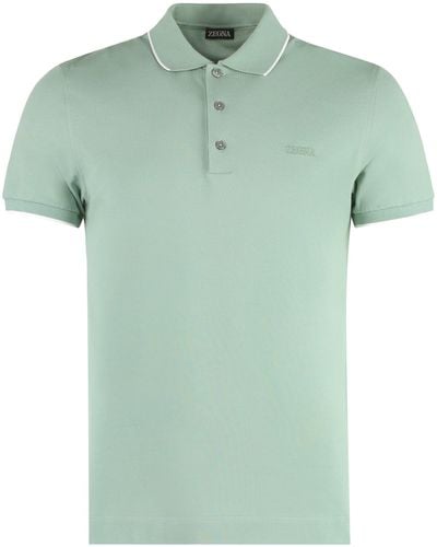 Zegna Short Sleeve Cotton Polo Shirt - Green