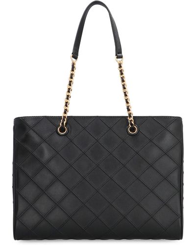 Tory Burch Fleming Leather Tote - Black