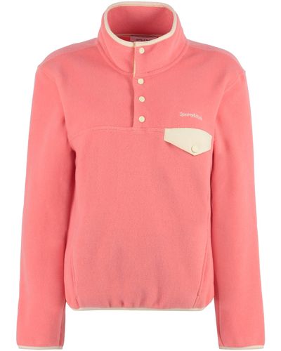 Sporty & Rich Stand-up Collar Fleece Sweatshirt - Pink