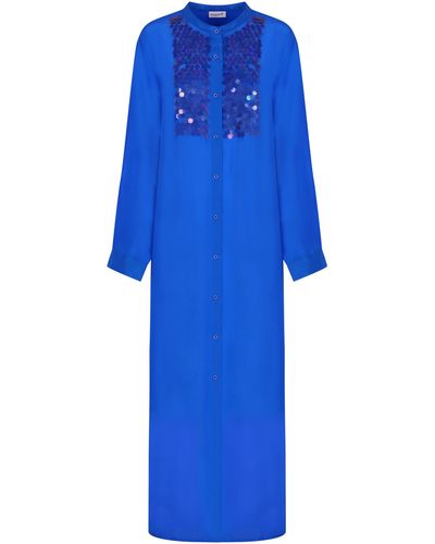 P.A.R.O.S.H. Susina Silk Shirtdress - Blue