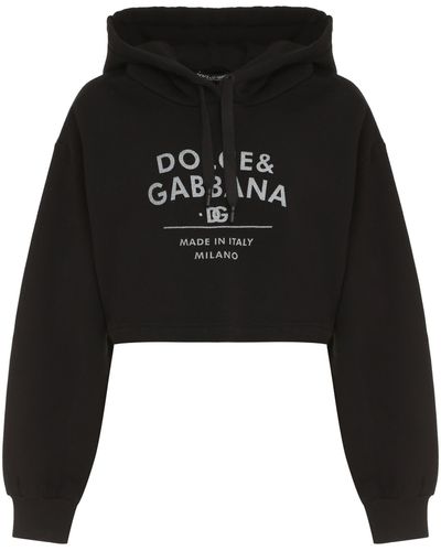 Dolce & Gabbana Felpa in cotone con cappuccio - Nero