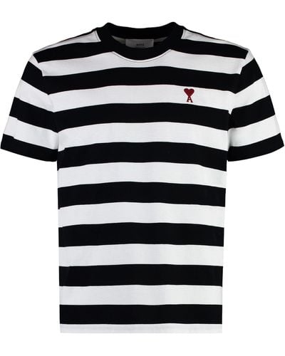 Ami Paris Striped Cotton T-shirt - Black