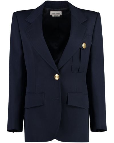 Alexander McQueen Single-breasted Two-button Jacket - Blue