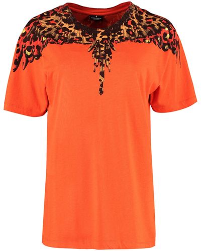 Marcelo Burlon Printed Short Sleeve Cotton T-shirt - Orange