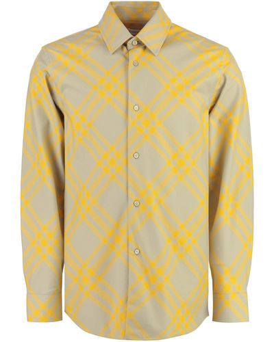 Burberry Checked Cotton Shirt - Yellow