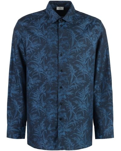 Etro Camicia stampata in popeline di cotone - Blu