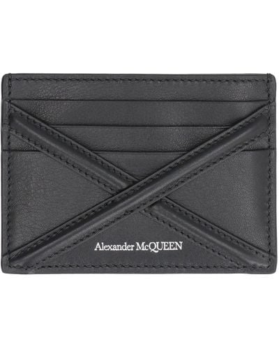 Alexander McQueen Leather Card Holder - Grey