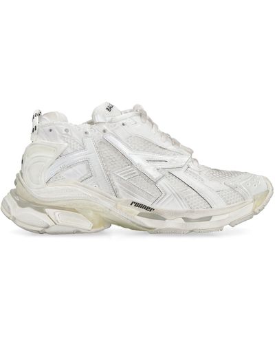 Balenciaga Runner Paneled Mesh Sneakers - White