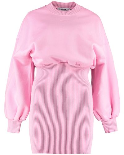 MSGM Logo Print Cotton Sweatdress - Pink